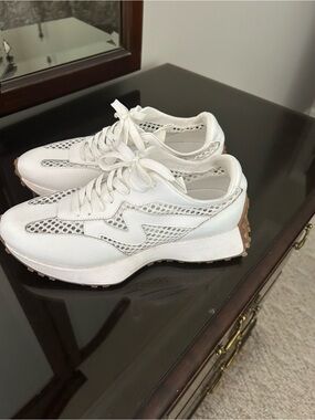 Steve Madden White Mesh Platform Sneakers with Gum Sole